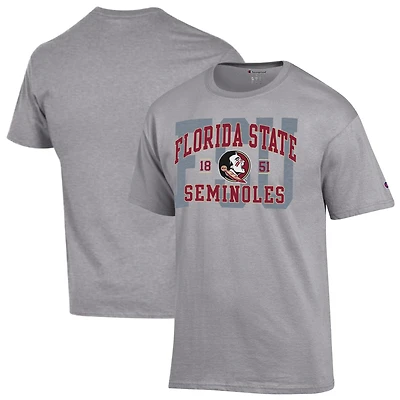 T-shirt universitaire Champion Heather Gray Florida State Seminoles pour hommes