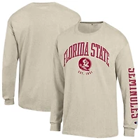 Men's Champion  Heather Oatmeal Florida State Seminoles Neutral Arch Long-Sleeve T-Shirt