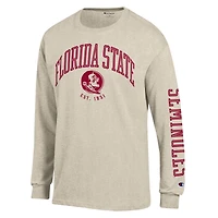 Men's Champion  Heather Oatmeal Florida State Seminoles Neutral Arch Long-Sleeve T-Shirt