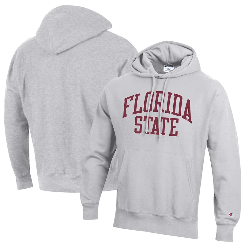 Sweat à capuche Champion Heathered Grey Florida State Seminoles Team Arch Reverse Weave pour hommes