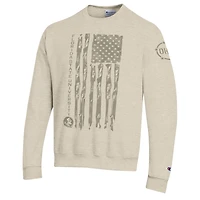 Sweat-shirt à col rond en polaire Champion Oatmeal Florida State Seminoles Operation Hat Trick Flag pour homme