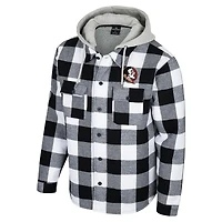 Veste zippée à carreaux Buffalo Colosseum noire/blanche pour homme des Florida State Seminoles