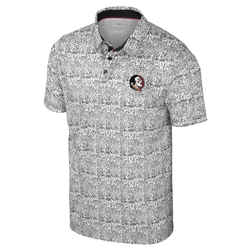 Men's Colosseum Black Florida State Seminoles It's Time! Allover Print Polo