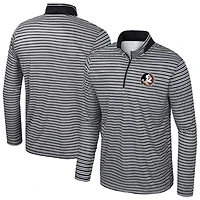 Men's Colosseum Black Florida State Seminoles Striped Quarter-Zip Top
