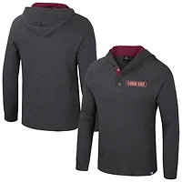 T-shirt à capuche manches longues Henley Dujour Ralgan pour homme Colosseum Charcoal Florida State Seminoles