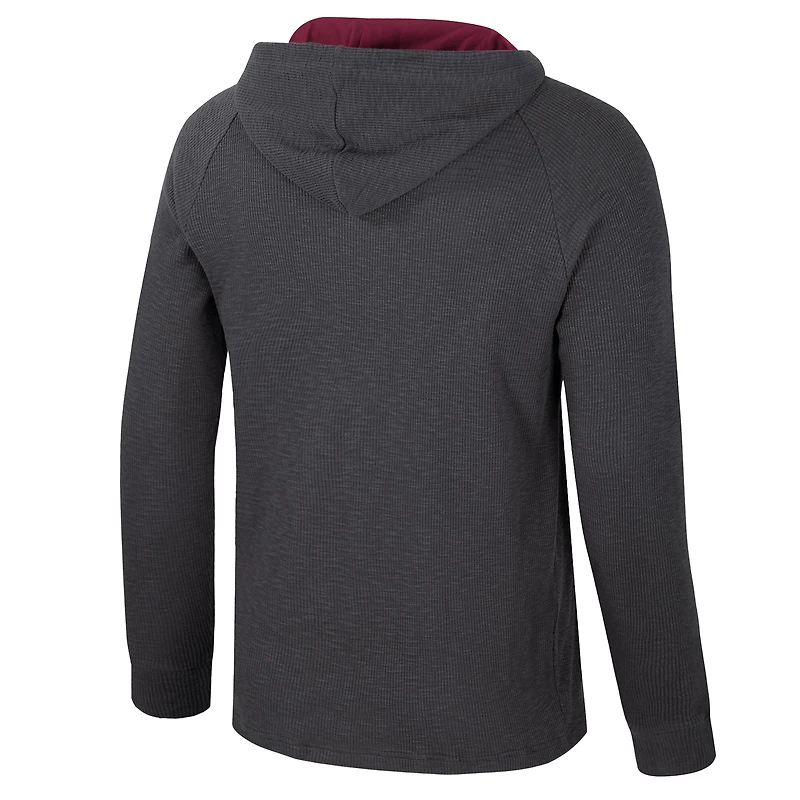 T-shirt à capuche manches longues Henley Dujour Ralgan pour homme Colosseum Charcoal Florida State Seminoles