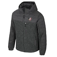 Men's Colosseum Charcoal Florida State Seminoles Nightman Full-Zip Hoodie Puffer Jacket