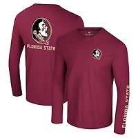 T-shirt à manches longues Colosseum Garnet Florida State Seminoles Logo Lockup 3-Hit Active Blend pour hommes