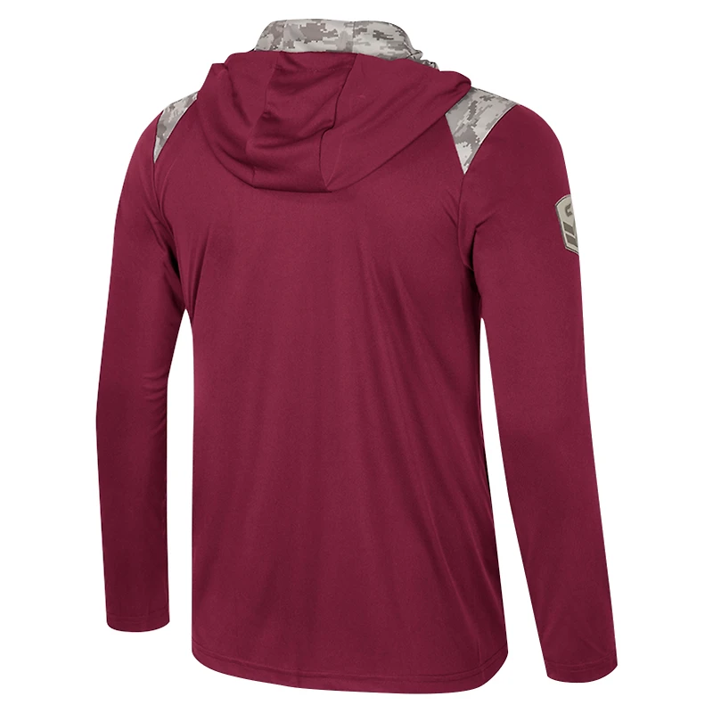 Men's Colosseum Garnet Florida State Seminoles OHT Military Appreciation Quarter-Zip Hoodie Jacket