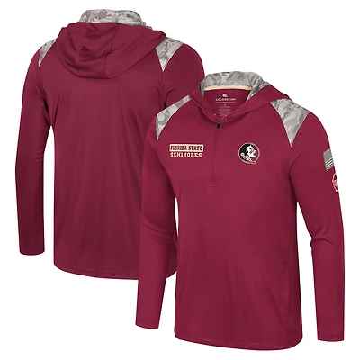 Veste à capuche glissière quart de tour pour homme Colosseum Garnet Florida State Seminoles OHT Military Appreciation