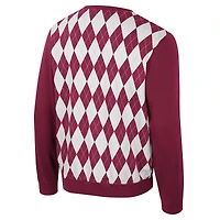Men's Colosseum Garnet Florida State Seminoles The Dealio Argyle Pullover Sweatshirt
