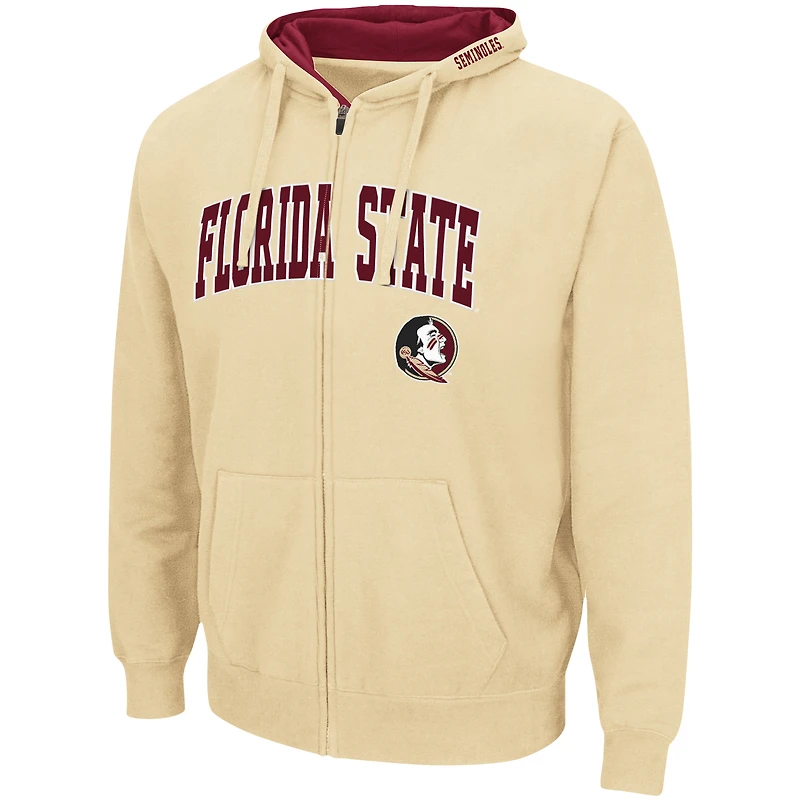 Men's Colosseum Heathered Gray Florida State Seminoles Arch & Logo 3.0 Full-Zip Hoodie