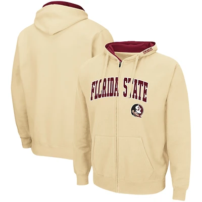Men's Colosseum Heathered Gray Florida State Seminoles Arch & Logo 3.0 Full-Zip Hoodie
