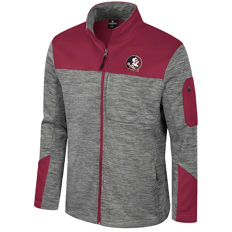 Veste zippée intégrale pour homme Colosseum Grey/Grenat Florida State Seminoles