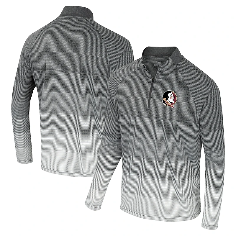 Men's Colosseum Gray Florida State Seminoles AI Striped Mesh Quarter-Zip Raglan Windshirt