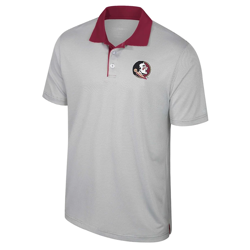 Men's Colosseum Gray Florida State Seminoles Big & Tall Tuck Striped Polo
