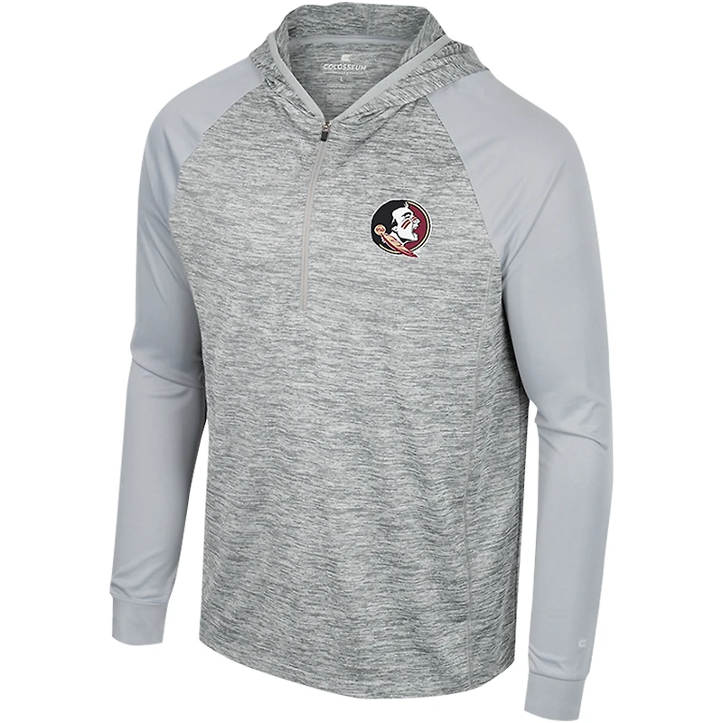 Men's Colosseum Gray Florida State Seminoles Cybernetic Raglan Quarter-Zip Hooded Top