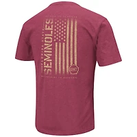 T-shirt Colosseum Heather Garnet pour homme, motif drapeau militaire 2.0 des Florida State Seminoles (OHT)