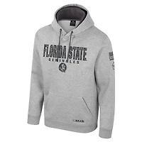 Men's Colosseum Heather Gray Florida State Seminoles Oorah OHT Military Appreciation Pullover Hoodie