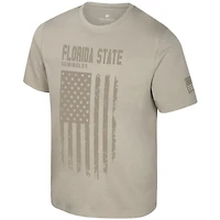 Men's Colosseum  Oatmeal Florida State Seminoles Operation Hat Trick Dune Flag T-Shirt