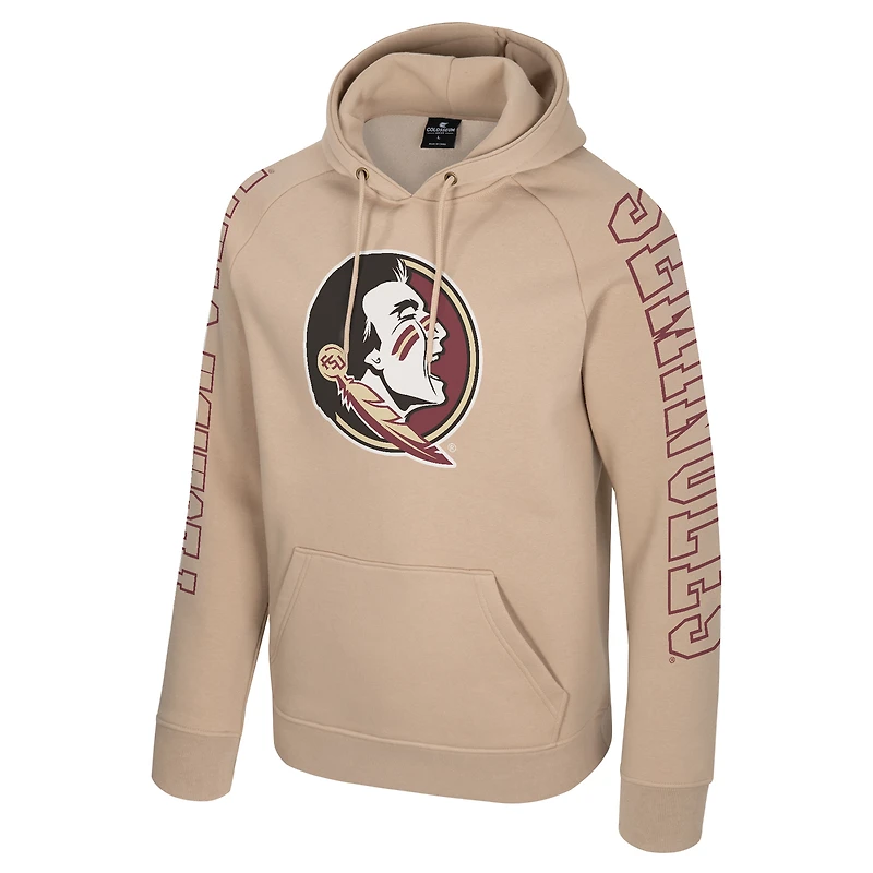 Men's Colosseum Tan Florida State Seminoles Big Break Raglan Hoodie