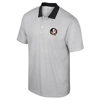 Polo à rayures imprimé Colosseum blanc/noir Florida State Seminoles pour hommes