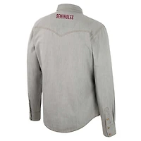 Men's Colosseum x Wrangler Gray Florida State Seminoles Cowboy Cut Western Full-Snap Long Sleeve Shirt
