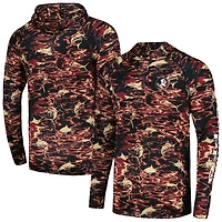Columbia Black Florida State Seminoles PFG Terminal Tackle Omni-Shade Rippled T-shirt à capuche manches longues pour homme