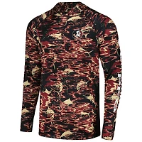 Columbia Black Florida State Seminoles PFG Terminal Tackle Omni-Shade Rippled T-shirt à capuche manches longues pour homme