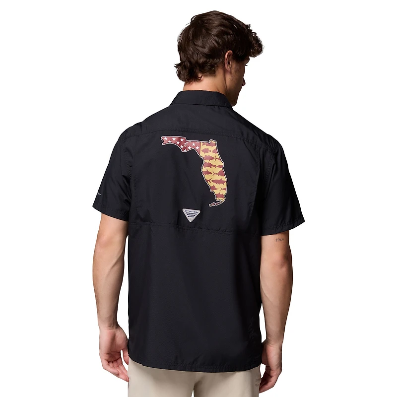 Chemise boutonnée noire Columbia pour homme, motif Florida State Seminoles, Slack Tide Camp