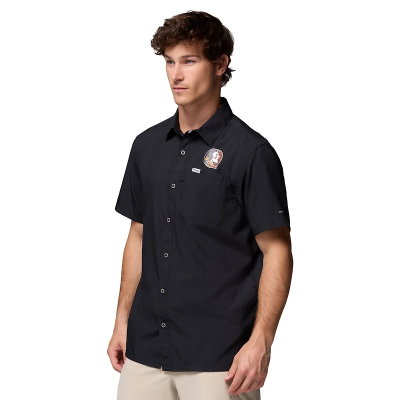 Chemise boutonnée noire Columbia pour homme, motif Florida State Seminoles, Slack Tide Camp