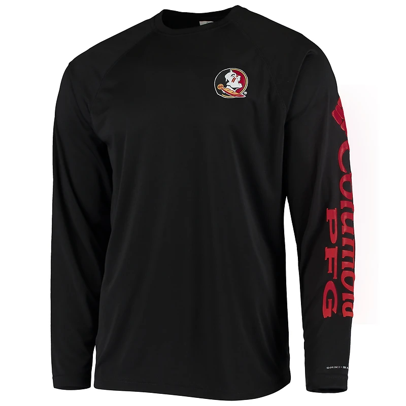 T-shirt à manches longues Columbia Black Florida State Seminoles Terminal Tackle Omni-Shade Raglan pour homme