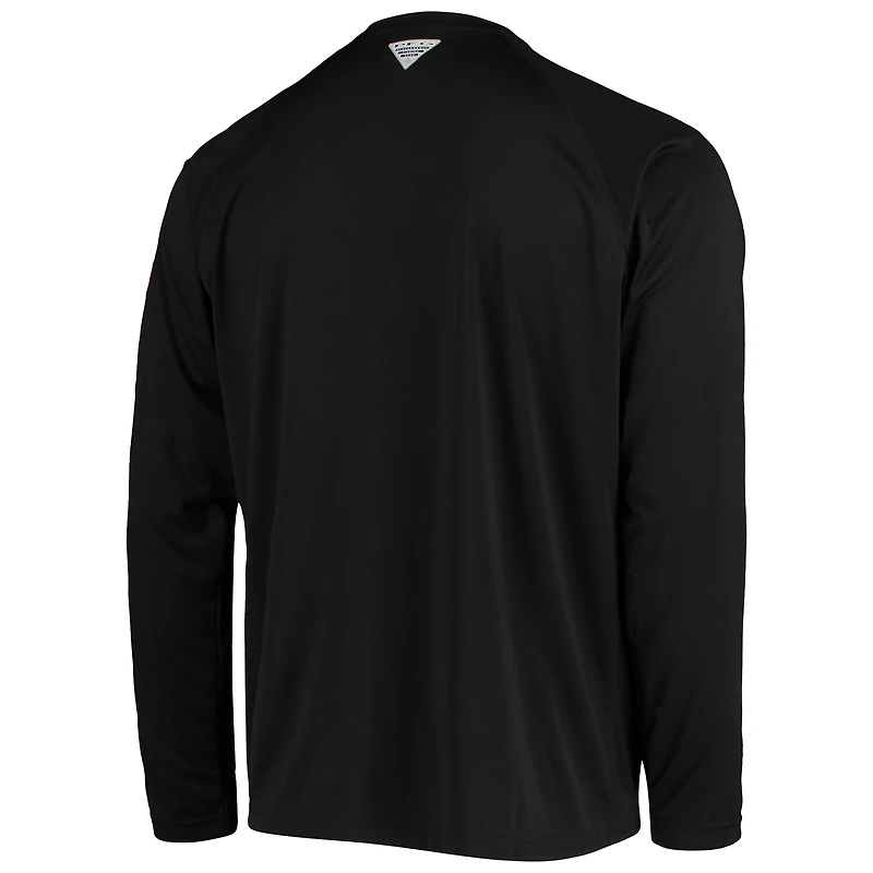 Men's Columbia Black Florida State Seminoles Terminal Tackle Omni-Shade Raglan Long Sleeve T-Shirt