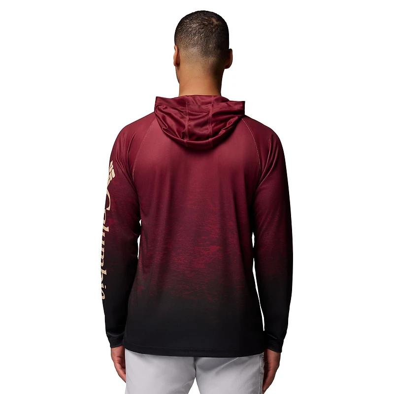 Men's Columbia  Garnet Florida State Seminoles PFG Gradient Water Super Terminal Tackle Hoodie Omni-Wick T-Shirt