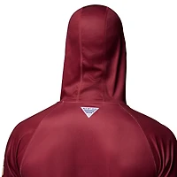 Men's Columbia  Garnet Florida State Seminoles PFG Gradient Water Super Terminal Tackle Hoodie Omni-Wick T-Shirt
