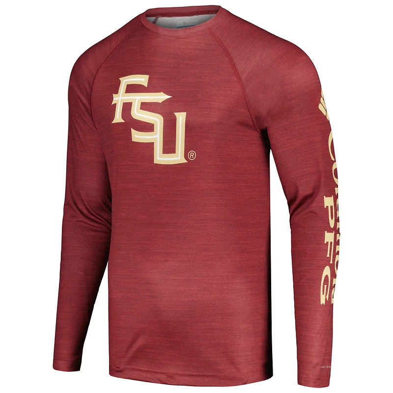 T-shirt à manches longues Columbia Garnet Florida State Seminoles PFG Terminal Tackle Omni-Shade Raglan pour homme