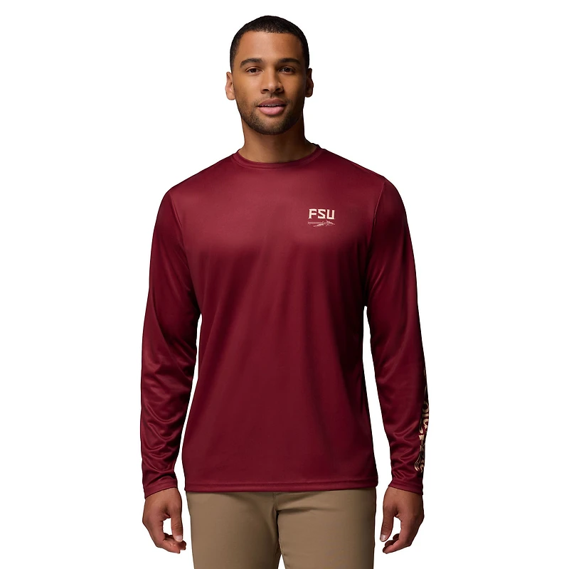 T-shirt à manches longues Columbia Garnet Florida State Seminoles PHG Terminal Shot 3-Hit pour homme