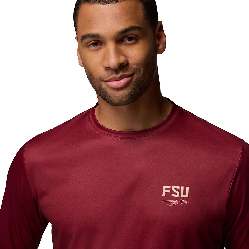 T-shirt à manches longues Columbia Garnet Florida State Seminoles PHG Terminal Shot 3-Hit pour homme
