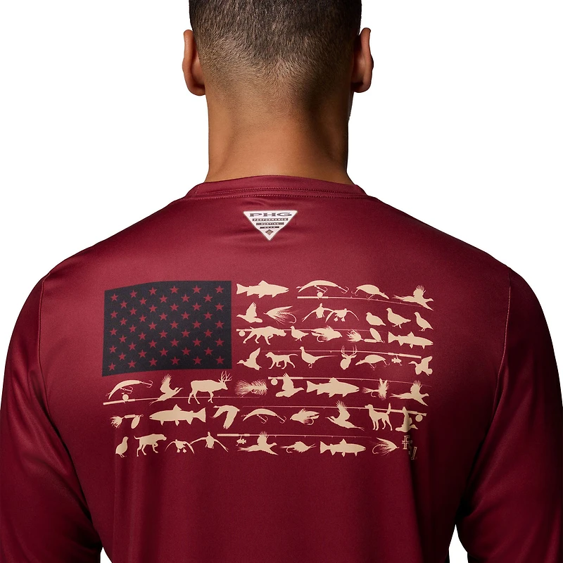T-shirt à manches longues Columbia Garnet Florida State Seminoles PHG Terminal Shot 3-Hit pour homme
