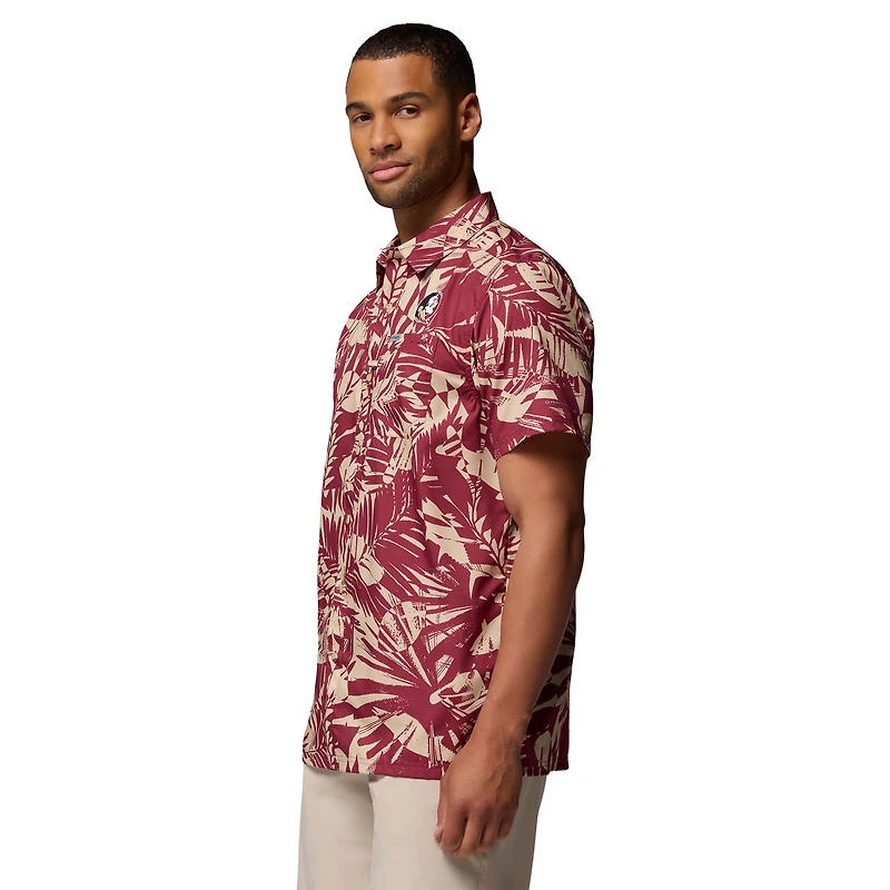 Men's Columbia Garnet Florida State Seminoles Super Slack Tide Omni-Wick Button-Up Shirt
