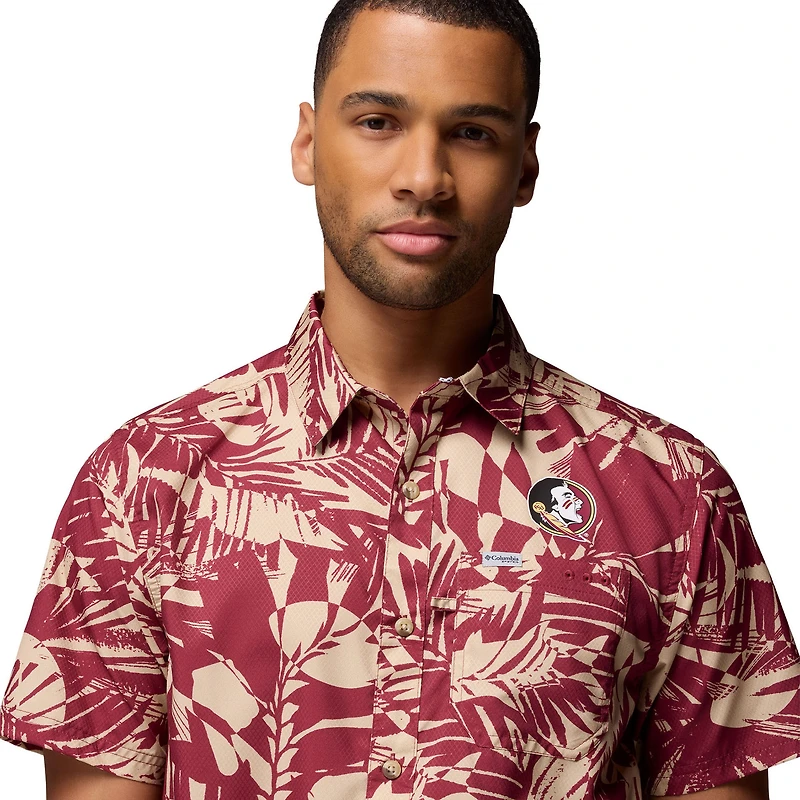 Men's Columbia Garnet Florida State Seminoles Super Slack Tide Omni-Wick Button-Up Shirt