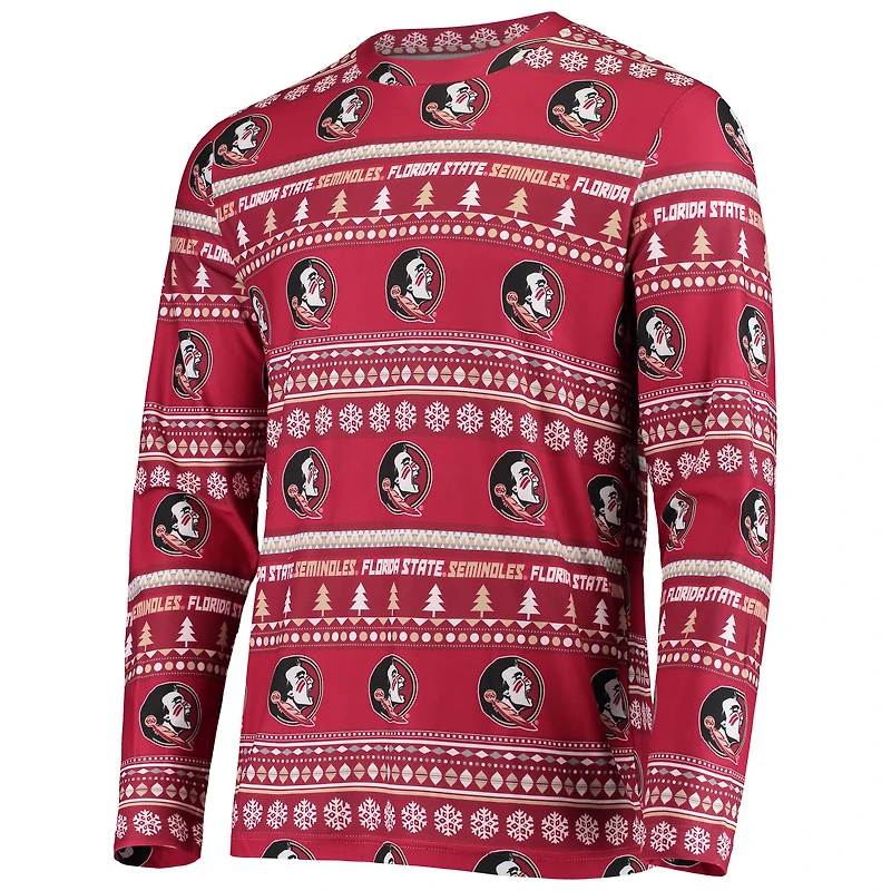 Men's Concepts Sport Garnet Florida State Seminoles Ugly Sweater Knit Long Sleeve Top and Pant Set