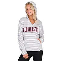 Men's Concepts Sport  White/Gray Florida State Seminoles French Terry Striped V-Neck Pullover Hoodie