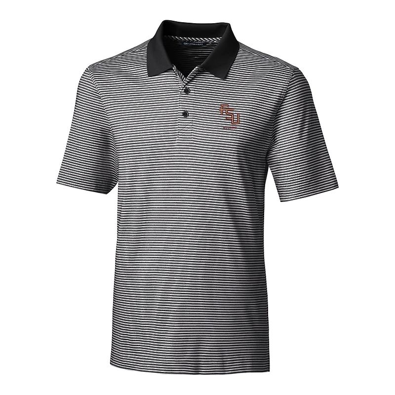 Men's Cutter & Buck  Black Florida State Seminoles Alumni Logo Forge Tonal Stripe Stretch Polo