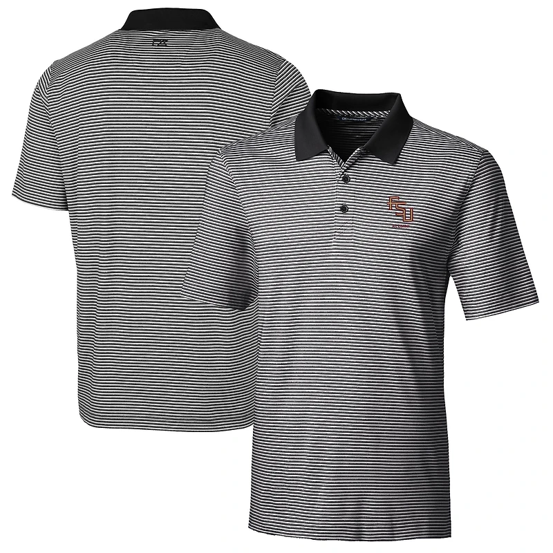 Men's Cutter & Buck  Black Florida State Seminoles Alumni Logo Forge Tonal Stripe Stretch Polo