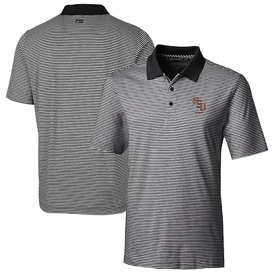 Men's Cutter & Buck  Black Florida State Seminoles Alumni Logo Forge Tonal Stripe Stretch Polo