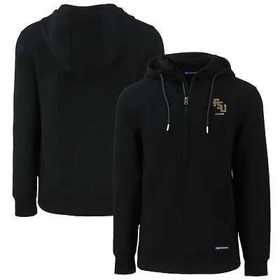 Sweat à capuche zippé demi-zip Cutter & Buck noir pour homme, logo des anciens élèves Florida State Seminoles, en tissu recyclé écologique Roam.