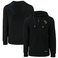 Sweat à capuche zippé demi-zip Cutter & Buck noir pour homme, logo des anciens élèves Florida State Seminoles, en tissu recyclé écologique Roam.
