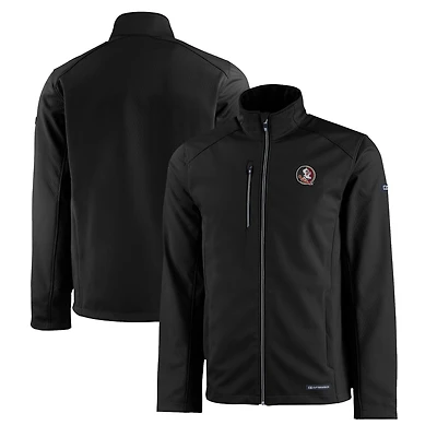 Men's Cutter & Buck  Black Florida State Seminoles Evoke Eco Softshell Recycled Full-Zip Jacket