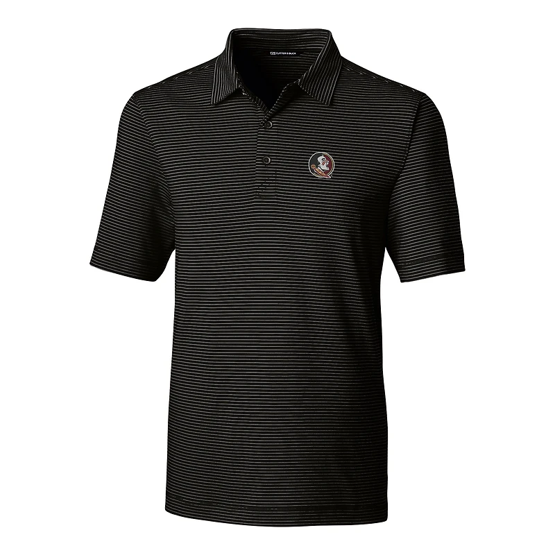 Men's Cutter & Buck Black Florida State Seminoles Forge Pencil Stripe Polo